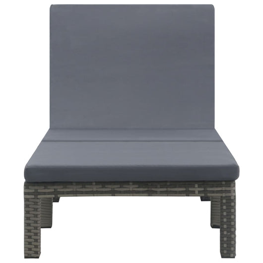 Lettino Prendisole con Cuscino in Polyrattan Antracite