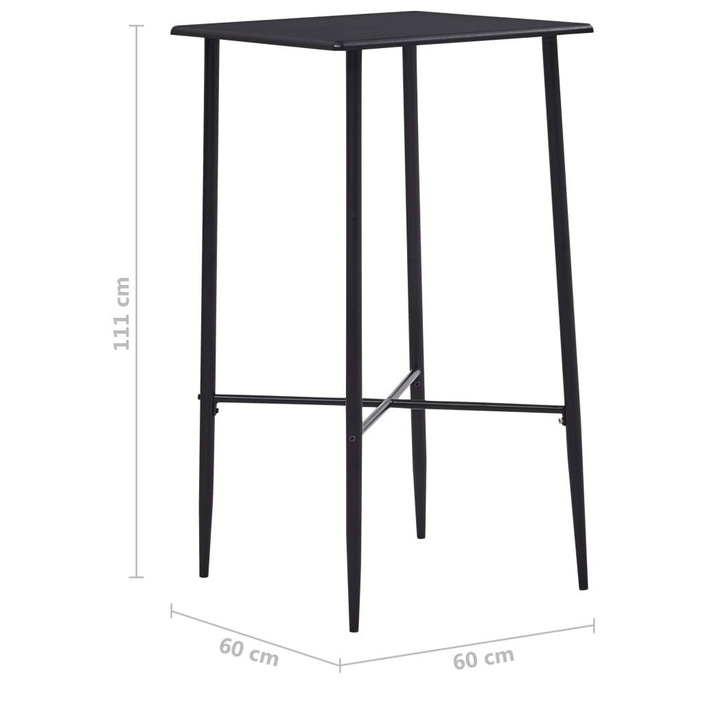 Tavolo da Bar Nero 60x60x111 cm in MDF 281549