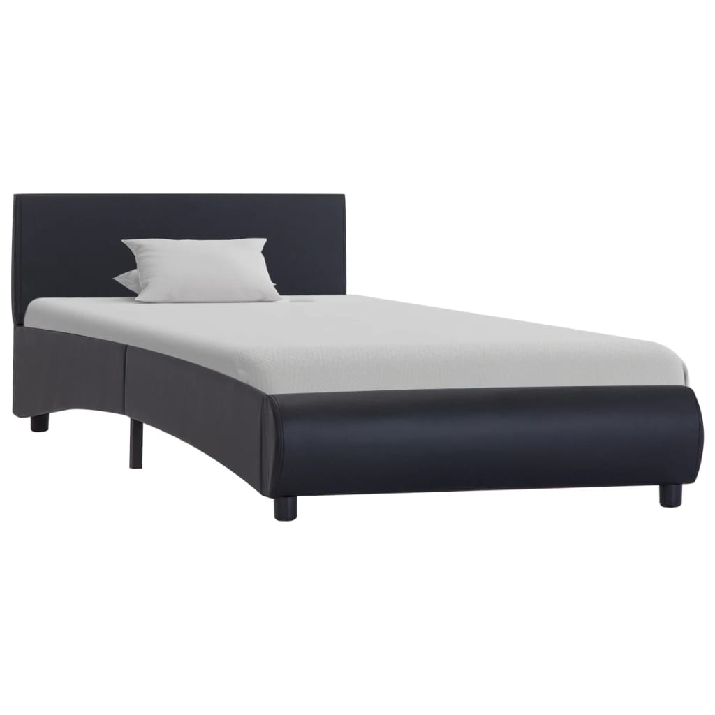 Giroletto con LED senza Materasso Nero in Similpelle 90x200 cm
