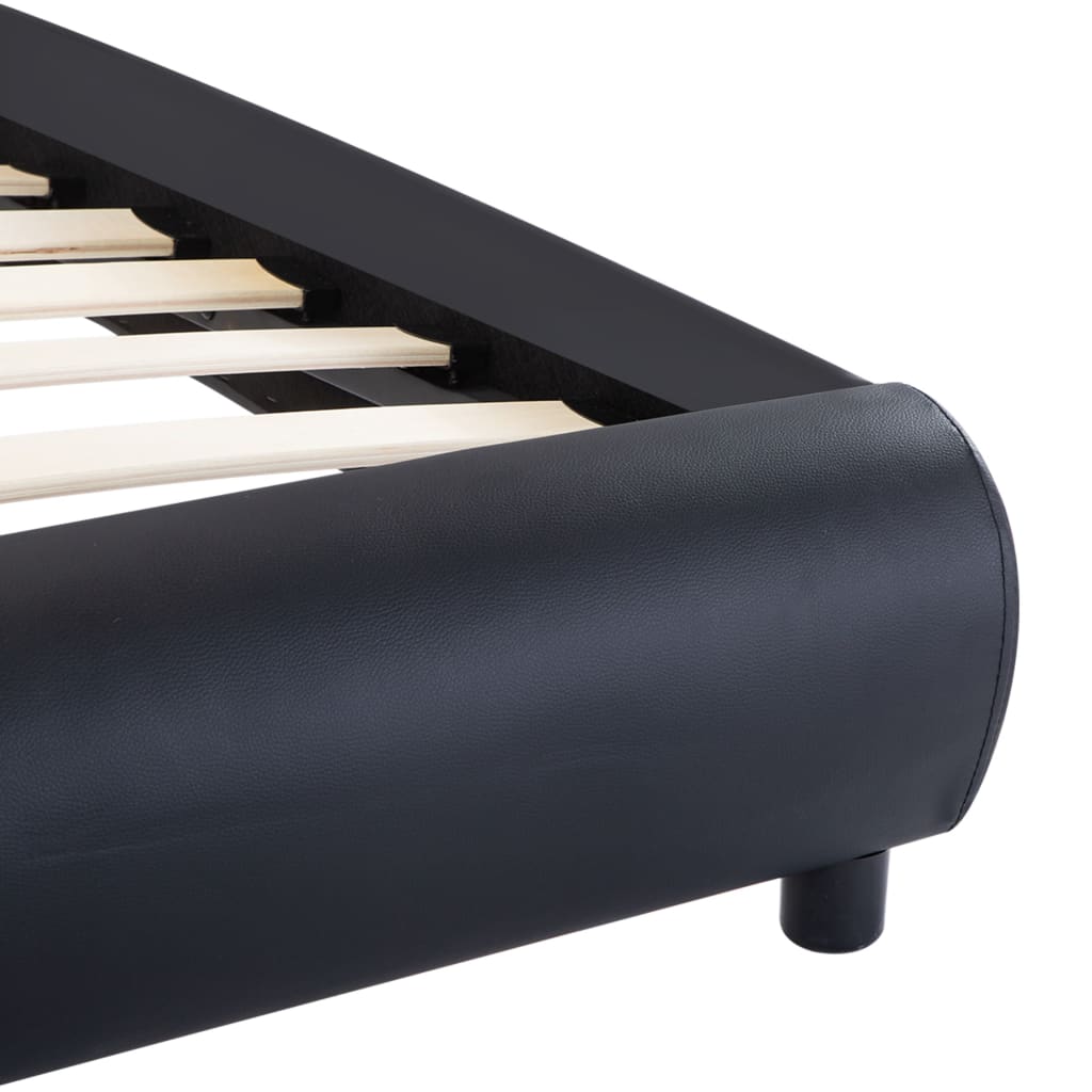 Giroletto con LED senza Materasso-Struttura Letto Nero in Similpelle 90x200 cm 910206