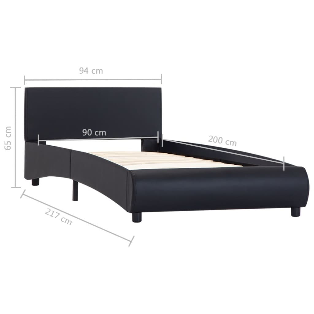 Giroletto con LED senza Materasso Nero in Similpelle 90x200 cm