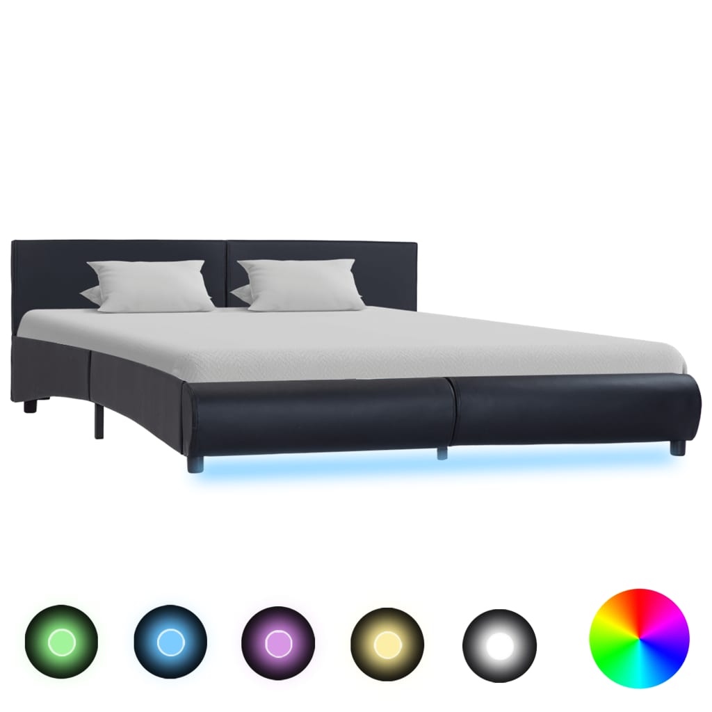 Giroletto con LED Nero in Similpelle 180x200 cm