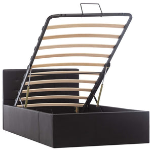 Giroletto con Contenitore-Struttura Letto con contenitore Idraulico Nero Similpelle 90x200cm