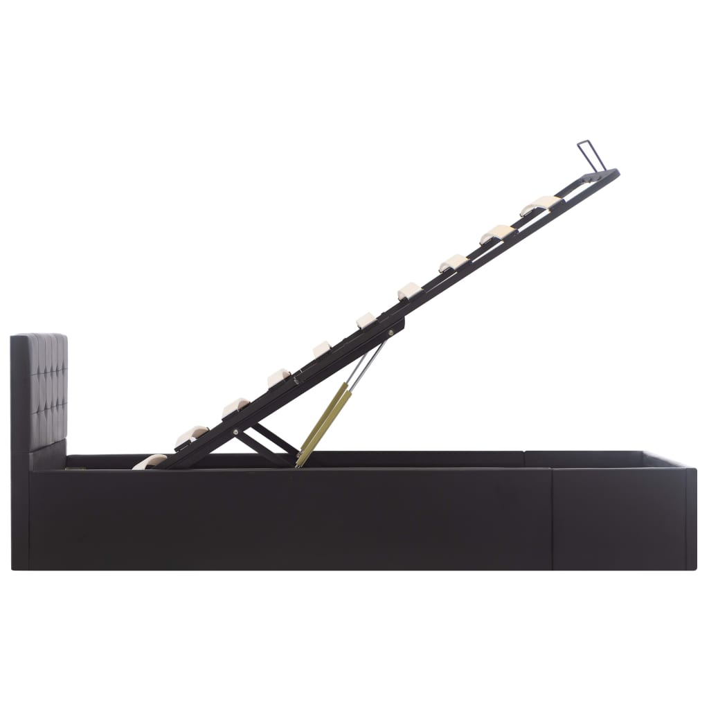 Giroletto con Contenitore-Struttura Letto con contenitore Idraulico Nero Similpelle 90x200cm