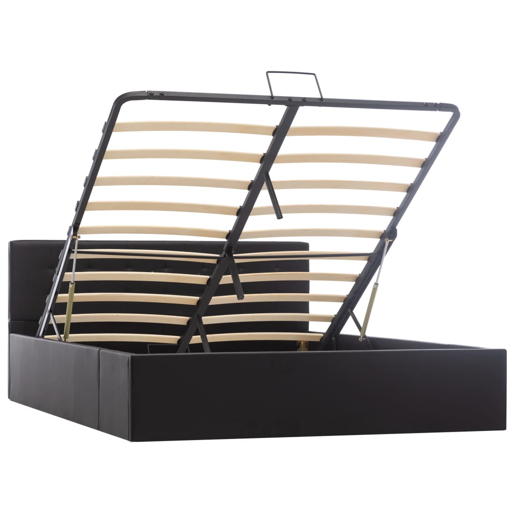 Giroletto con Contenitore-Struttura Letto con contenitore Idraulico Nero Similpelle 140x200cm