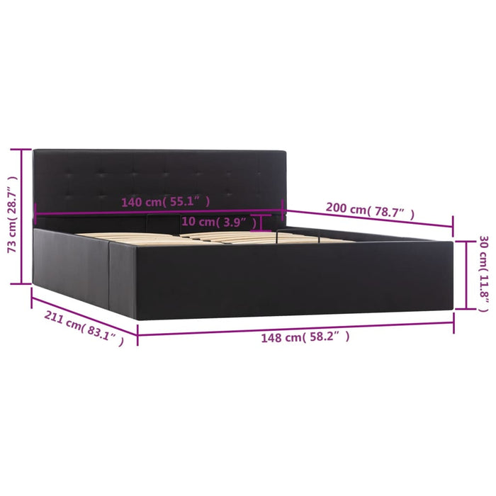 Giroletto con Contenitore Idraulico Nero Similpelle 140x200cm cod mxl 53282