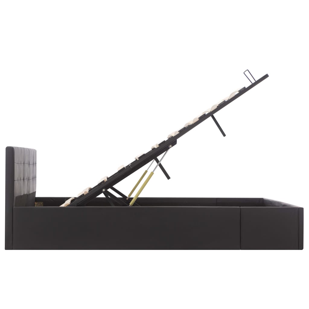 Giroletto con Contenitore-Struttura Letto con contenitore Idraulico Nero Similpelle 160x200 cm