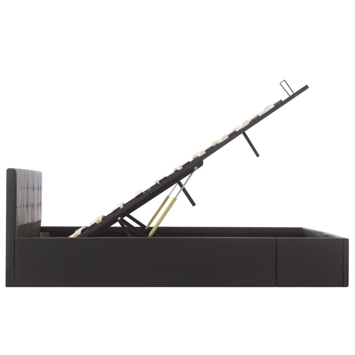 Giroletto con Contenitore-Struttura Letto con contenitore Idraulico Nero Similpelle 160x200 cm