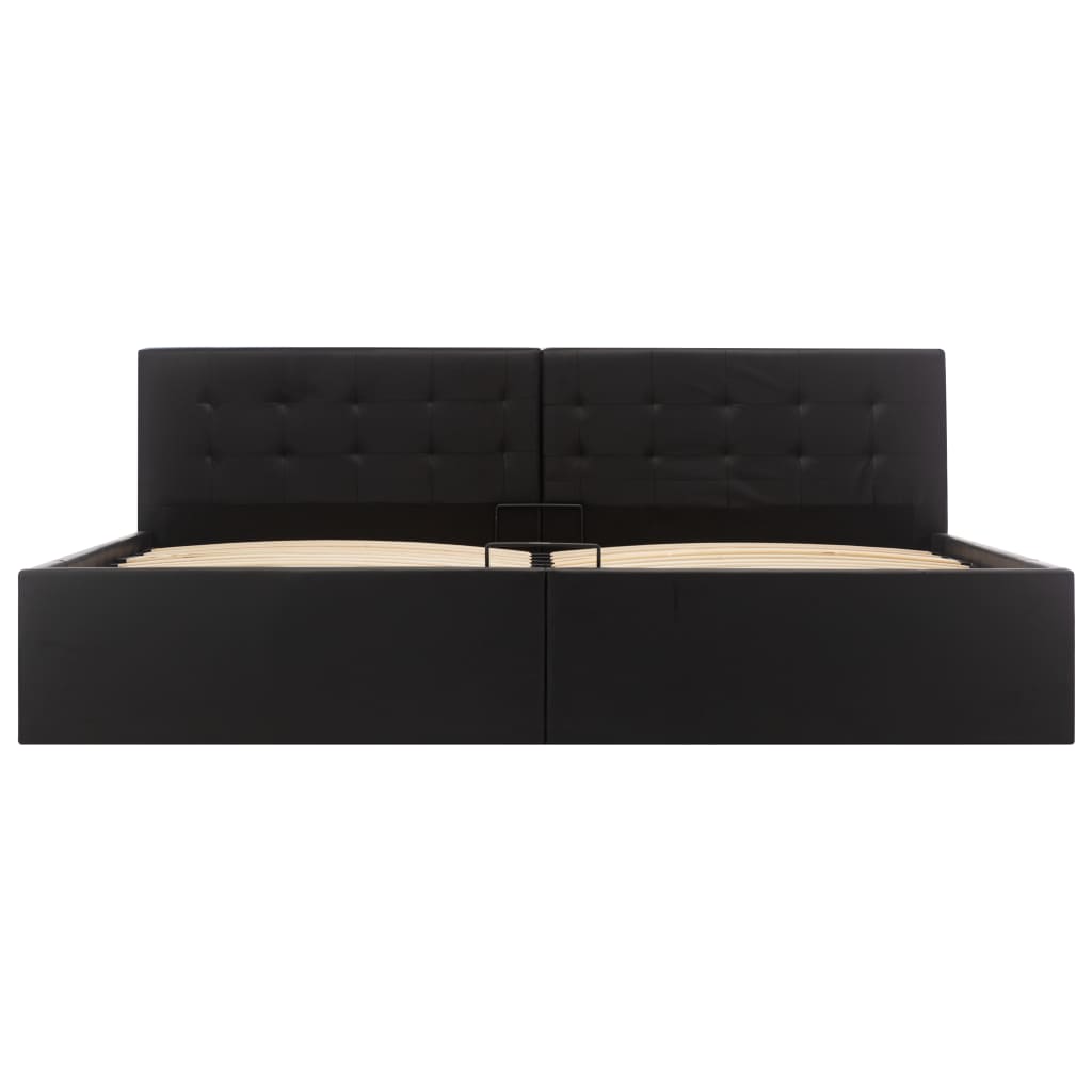 Giroletto con Contenitore-Struttura Letto con contenitore Idraulico Nero Similpelle 180x200cm