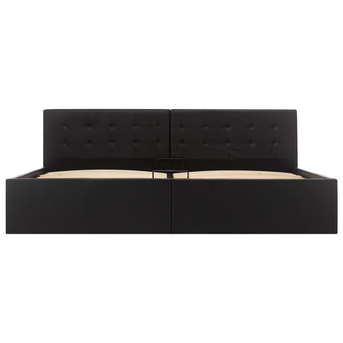 Giroletto con Contenitore-Struttura Letto con contenitore Idraulico Nero Similpelle 180x200cm