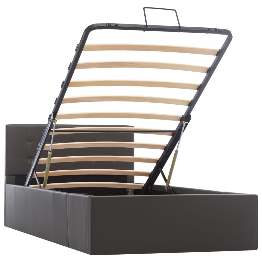 Giroletto con Contenitore-Struttura Letto con contenitore Idraulico Grigio Similpelle 90x200cm