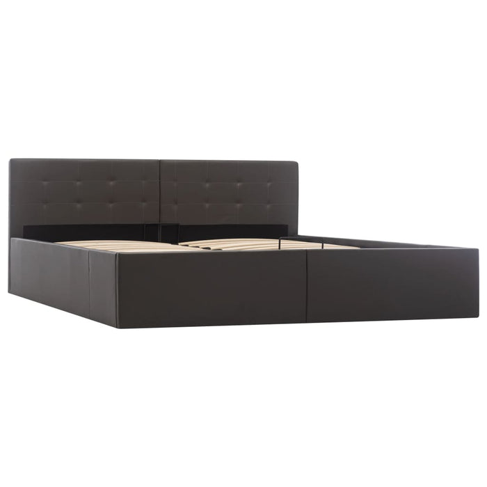 Giroletto con Contenitore Idraulico Grigio Similpelle 160x200cm 285526