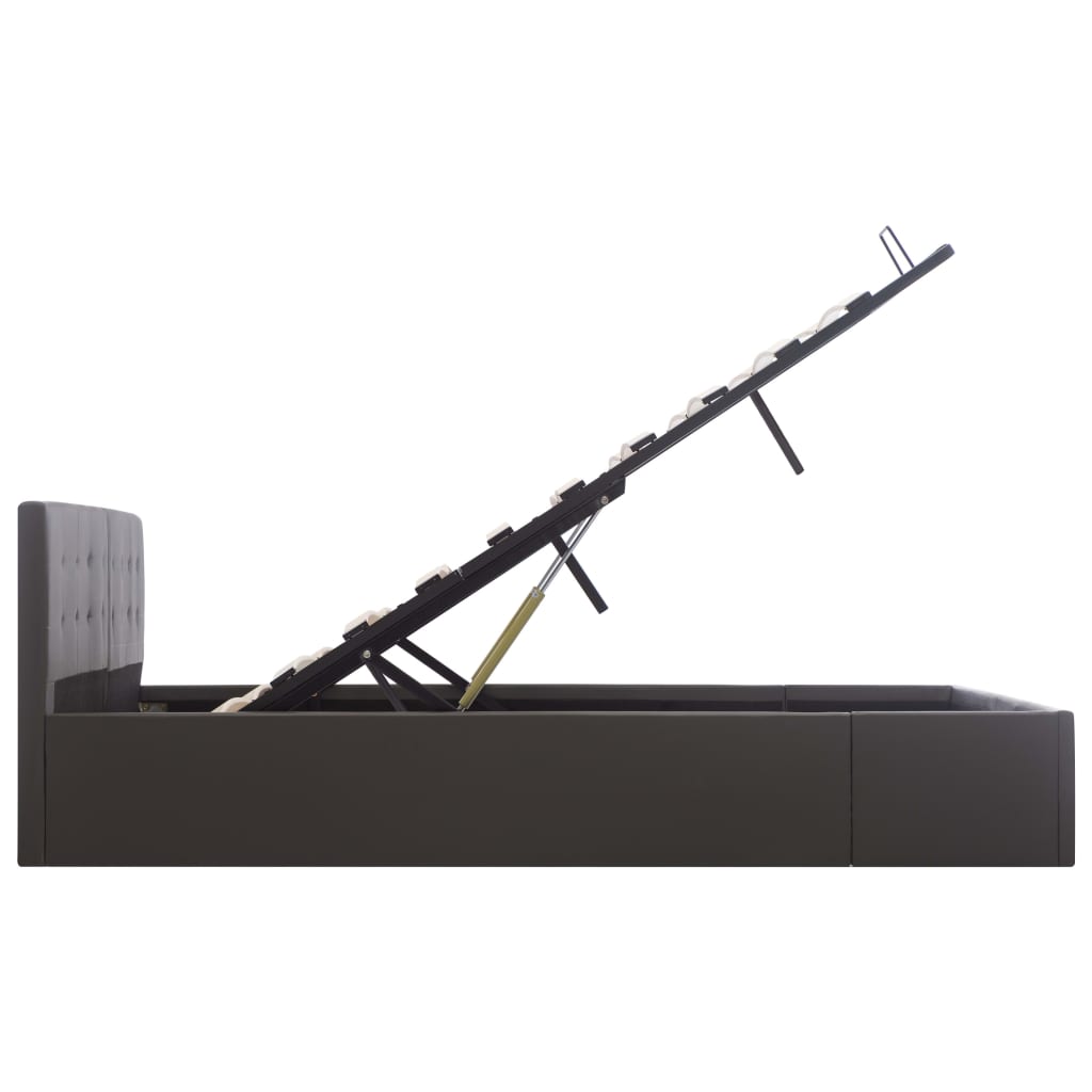 Giroletto con Contenitore Idraulico Grigio Similpelle 160x200cm 285526