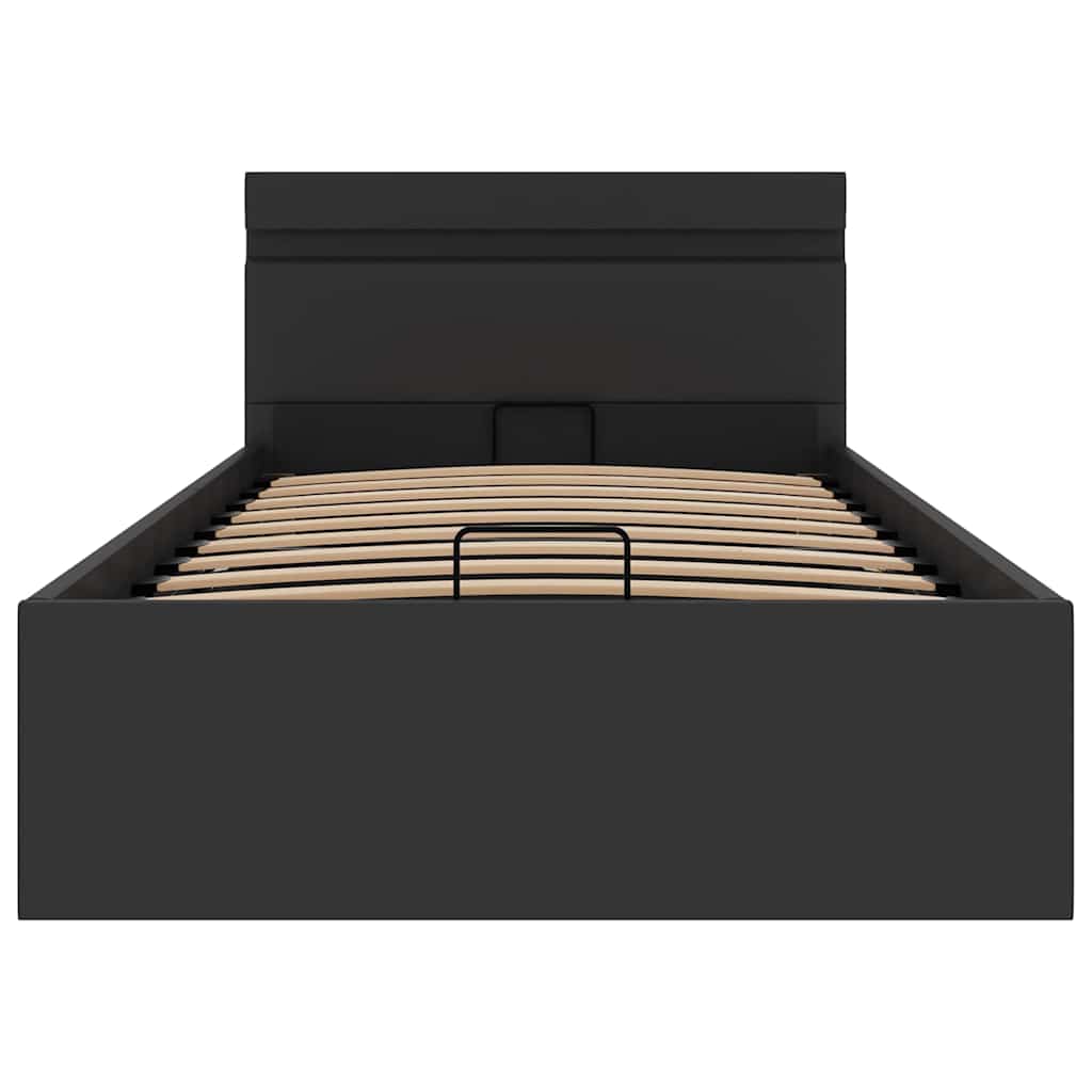 Giroletto Contenitore Idraulico LED Nero Similpelle 90x200 cm 285540