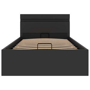 Giroletto Contenitore Idraulico LED Nero Similpelle 90x200 cm 285540