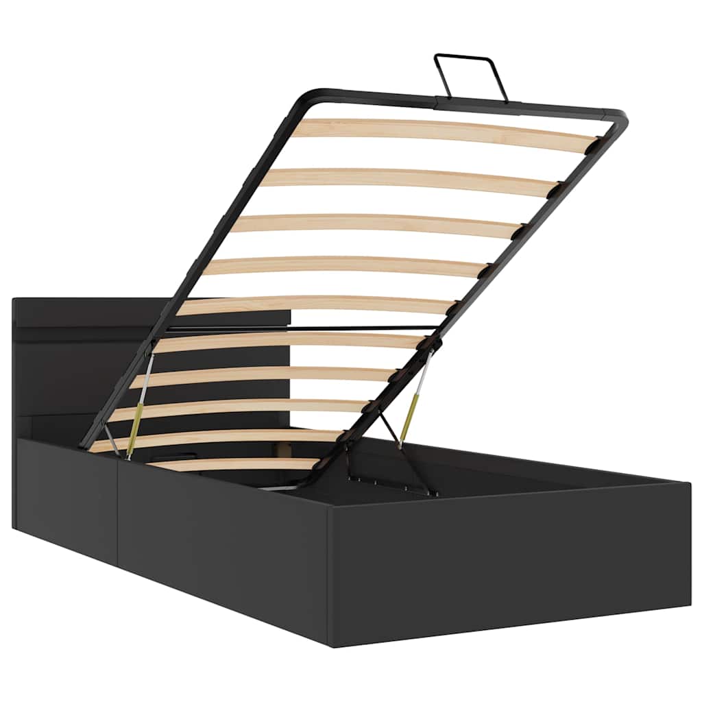 Giroletto Contenitore Idraulico LED Nero Similpelle 90x200 cm 285540