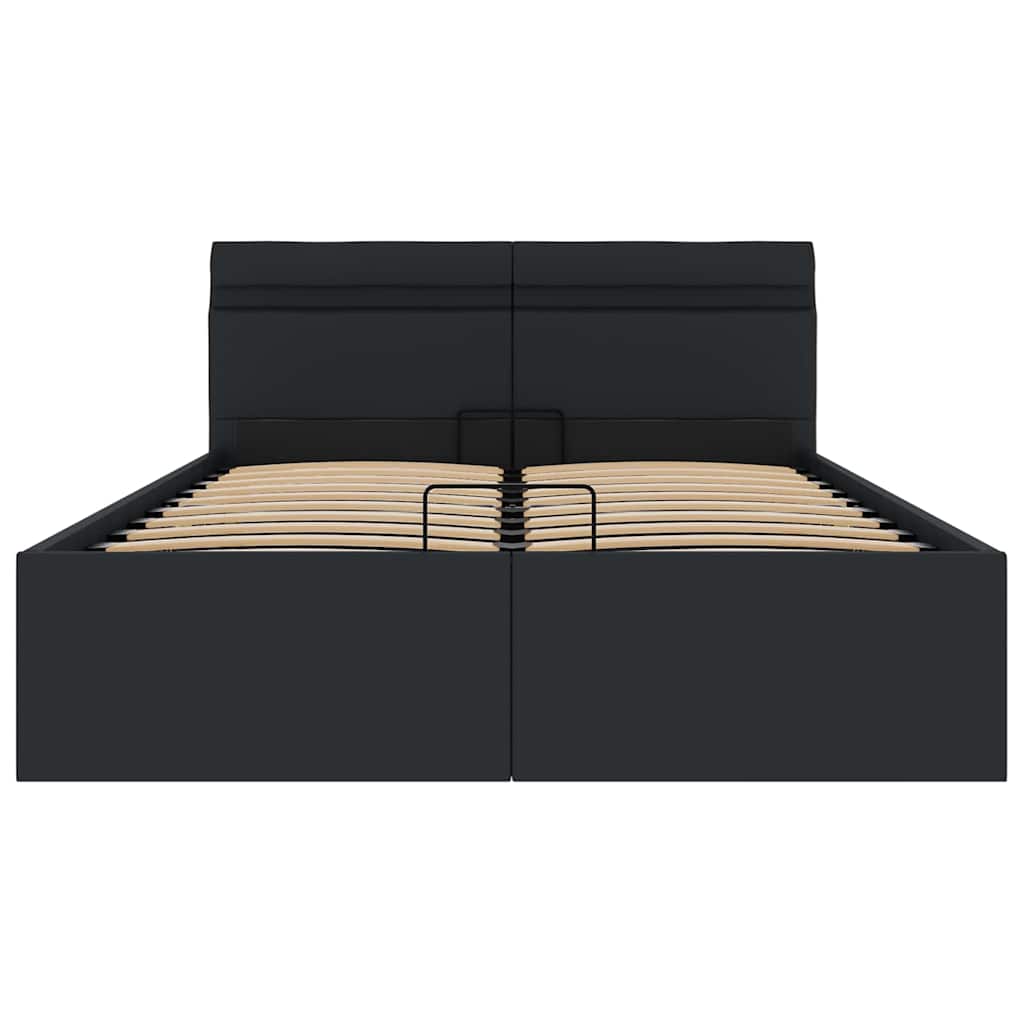 Giroletto Contenitore Idraulico LED Nero Similpelle 140x200 cm 285543