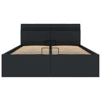 Giroletto Contenitore Idraulico LED-Struttura Letto Nero Similpelle 140x200 cm