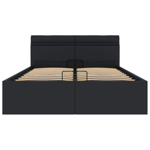 Giroletto Contenitore Idraulico LED-Struttura Letto Nero Similpelle 140x200 cm