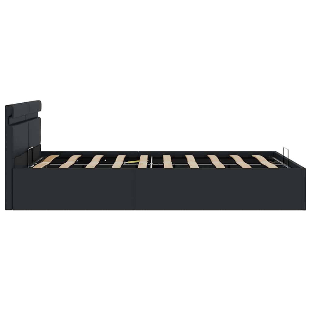 Giroletto Contenitore Idraulico LED-Struttura Letto Nero Similpelle 140x200 cm