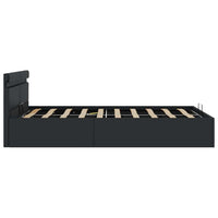 Giroletto Contenitore Idraulico LED-Struttura Letto Nero Similpelle 140x200 cm