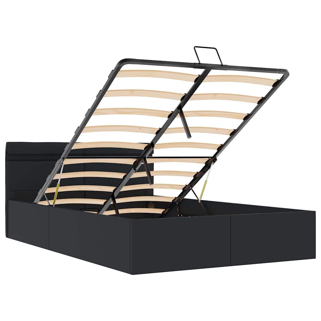 Giroletto Contenitore Idraulico LED-Struttura Letto Nero Similpelle 140x200 cm