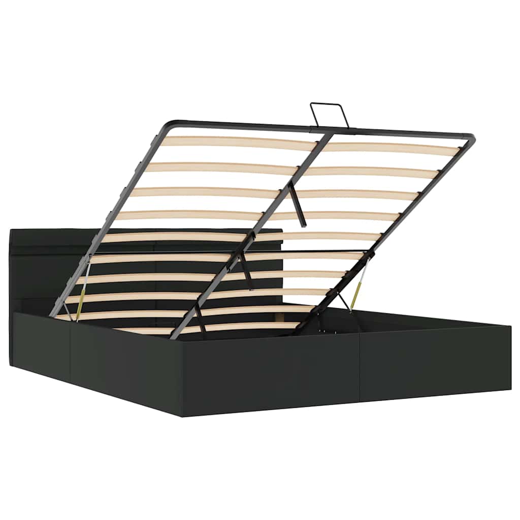 Giroletto Contenitore Idraulico LED Nero Similpelle 180x200cm 285545