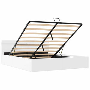 Giroletto Contenitore Idraulico LED Bianco Similpelle 160x200cm 285550