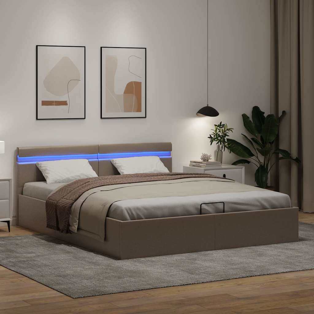 Giroletto Idraulico con LED Cappuccino Similpelle 180x200cm  cod mxl 41308