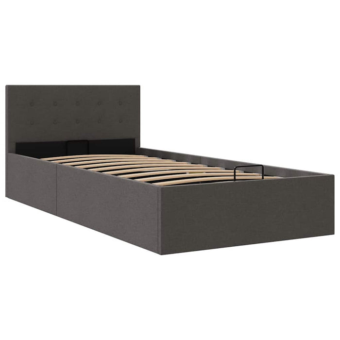 Giroletto Idraulico Contenitore-Struttura Letto Grigio Scuro Tessuto 90x200cm