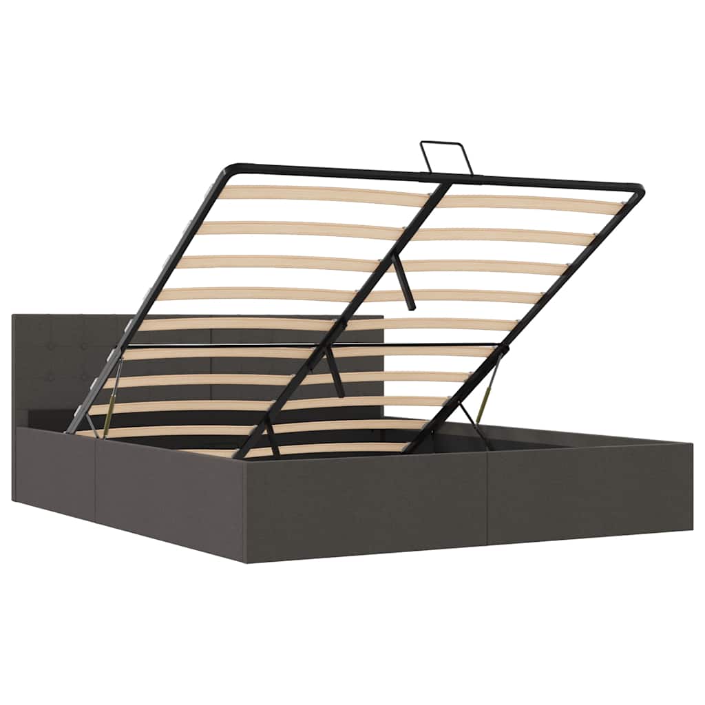 Giroletto con Contenitore-Struttura Letto con contenitore Grigio Scuro in Tessuto 160x200 cm