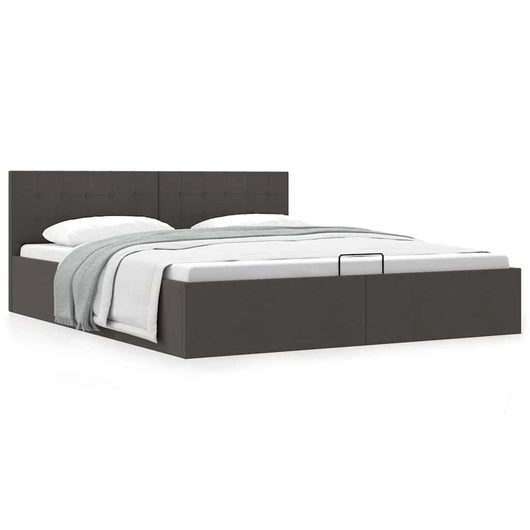 Giroletto con Contenitore-Struttura Letto con contenitore Grigio Scuro in Tessuto 160x200 cm