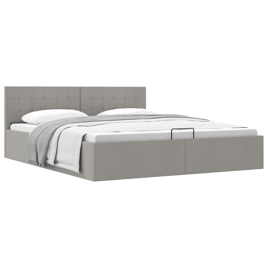 Giroletto con Contenitore-Struttura Letto con contenitore Grigio Chiaro in Tessuto 160x200 cm