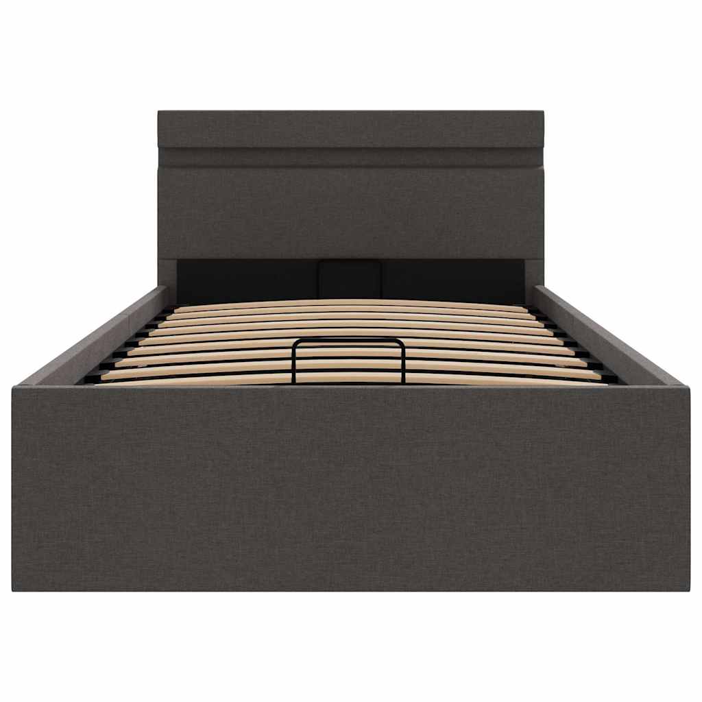 Giroletto con Contenitore e LED Grigio Scuro Tessuto 100x200 cm 285601