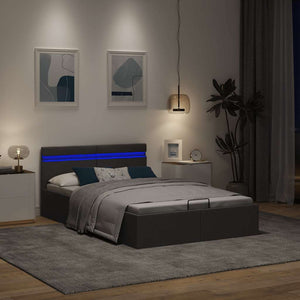 Giroletto con Contenitore e LED Grigio Scuro Tessuto 140x200 cm 285603