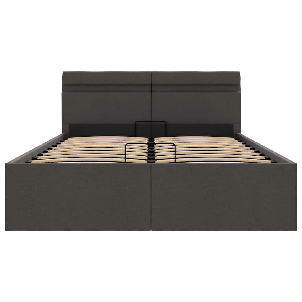 Giroletto con Contenitore e LED Grigio Scuro Tessuto 140x200 cm 285603