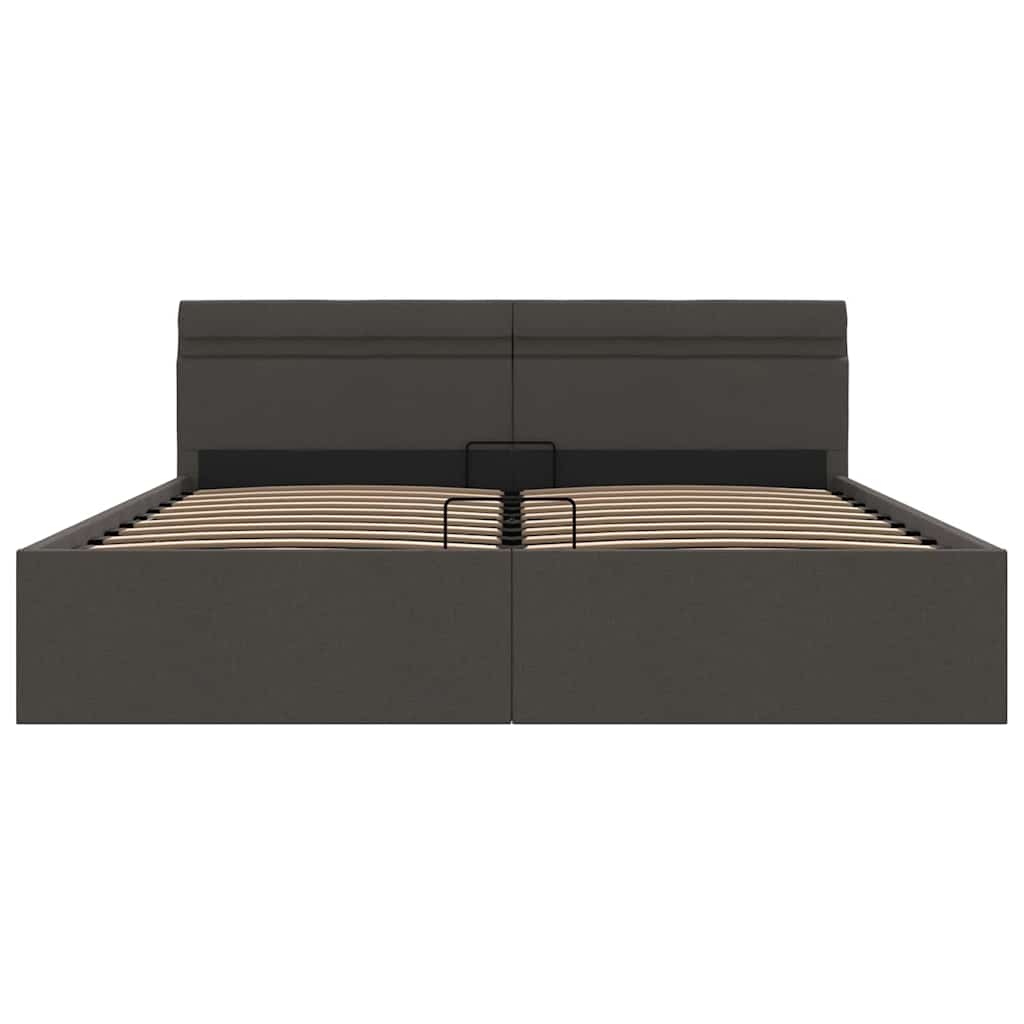 Giroletto con Contenitore e LED-Struttura Letto Grigio Scuro Tessuto 180x200 cm