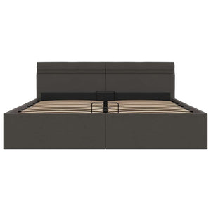 Giroletto con Contenitore e LED-Struttura Letto Grigio Scuro Tessuto 180x200 cm