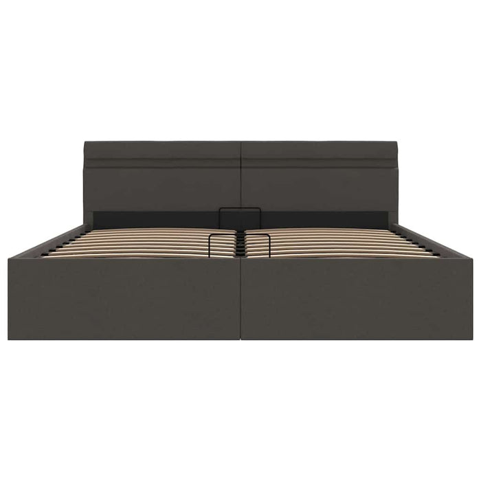 Giroletto con Contenitore e LED-Struttura Letto Grigio Scuro Tessuto 180x200 cm