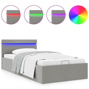 Giroletto con Contenitore e LED Grigio Chiaro Tessuto 90x200 cm 285606