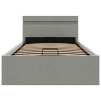 Giroletto con Contenitore e LED-Struttura Letto Grigio Chiaro Tessuto 90x200 cm