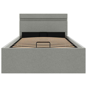 Giroletto con Contenitore e LED Grigio Chiaro Tessuto 90x200 cm 285606