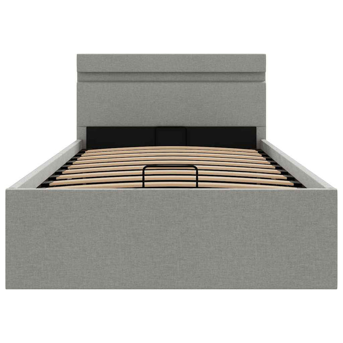 Giroletto con Contenitore e LED Grigio Chiaro Tessuto 90x200 cm 285606