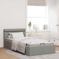 Letto Idraulico Contenitore LED Grigio Chiaro Tessuto 100x200cm  cod mxl 64631