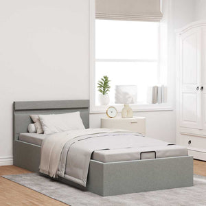 Letto Idraulico Contenitore LED Grigio Chiaro Tessuto 100x200cm  cod mxl 64631