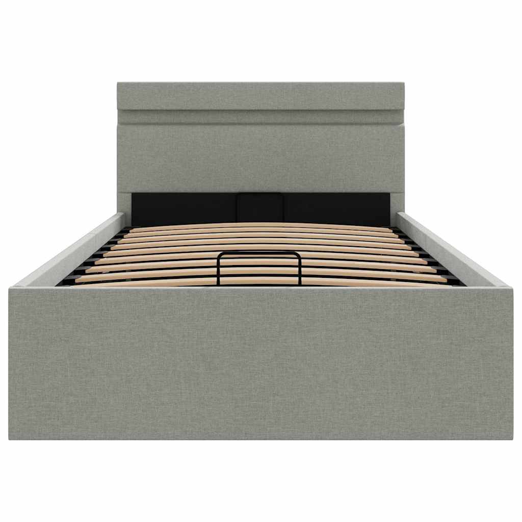 Letto Idraulico Contenitore LED Grigio Chiaro Tessuto 100x200cm  cod mxl 64631