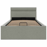 Letto Idraulico Contenitore LED Grigio Chiaro Tessuto 100x200cm  cod mxl 64631