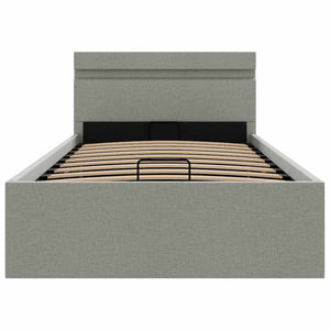 Letto Idraulico Contenitore LED Grigio Chiaro Tessuto 100x200cm  cod mxl 64631