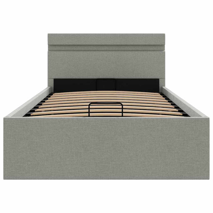 Letto Idraulico Contenitore LED Grigio Chiaro Tessuto 100x200cm  cod mxl 64631