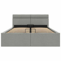 Giroletto con Contenitore e LED-Struttura Letto Grigio Chiaro Tessuto 140x200cm